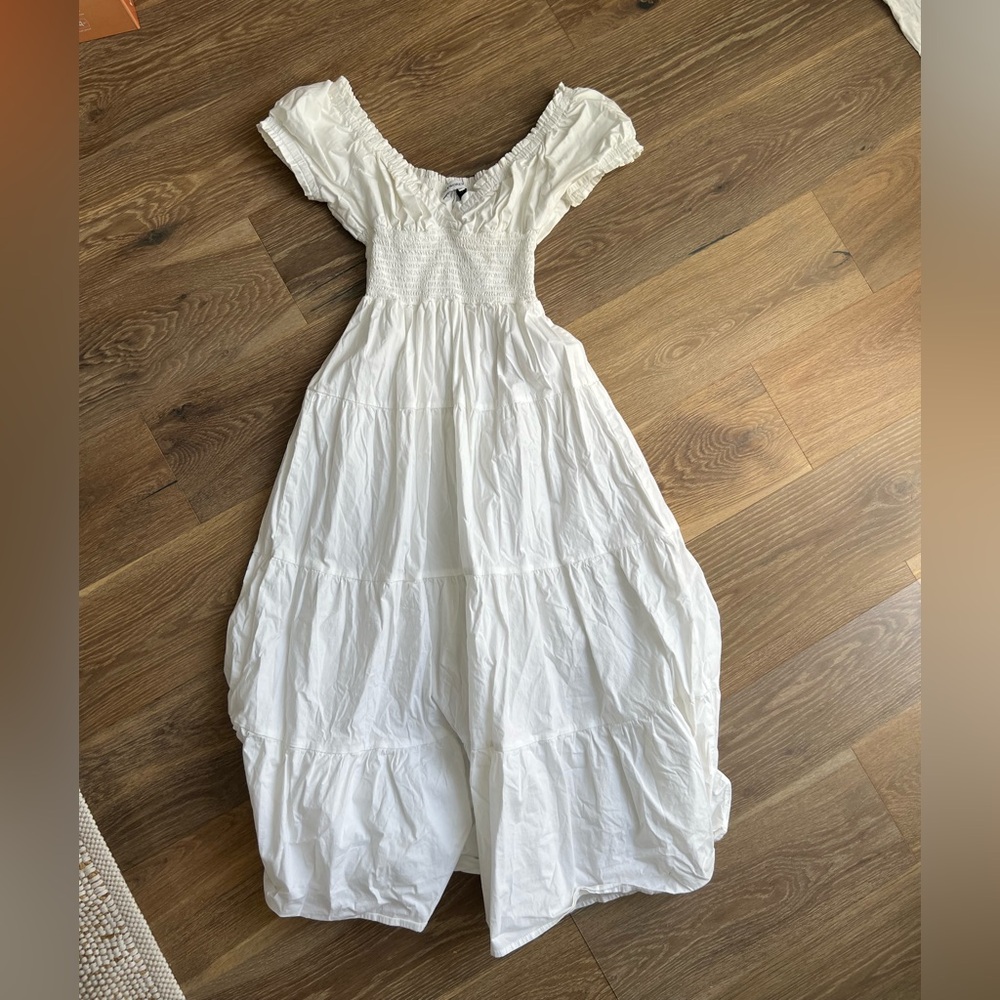 Weworewhat White Smocked Maxi Dress